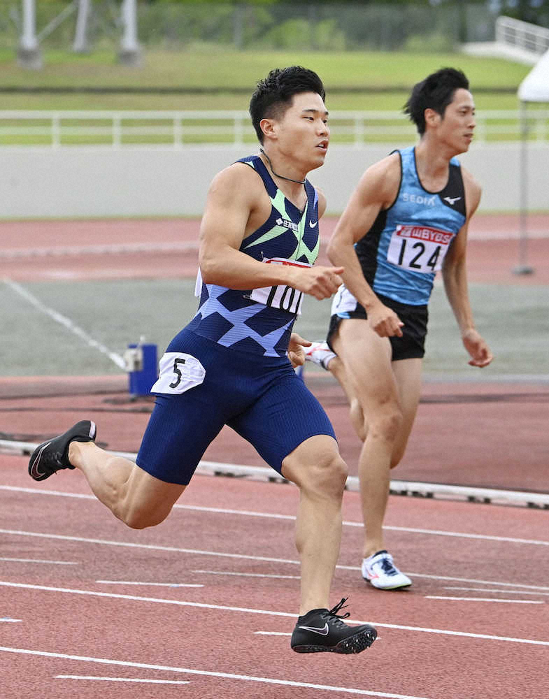 男子200　2本目は小池祐貴が20秒76で1着、ケンブリッジは左足違和感で欠場