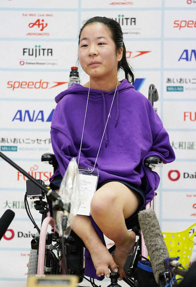 パラ競泳・14歳山田美幸、女子50メートル背泳ぎで日本新更新「気持ち良く泳げてうれしい」
