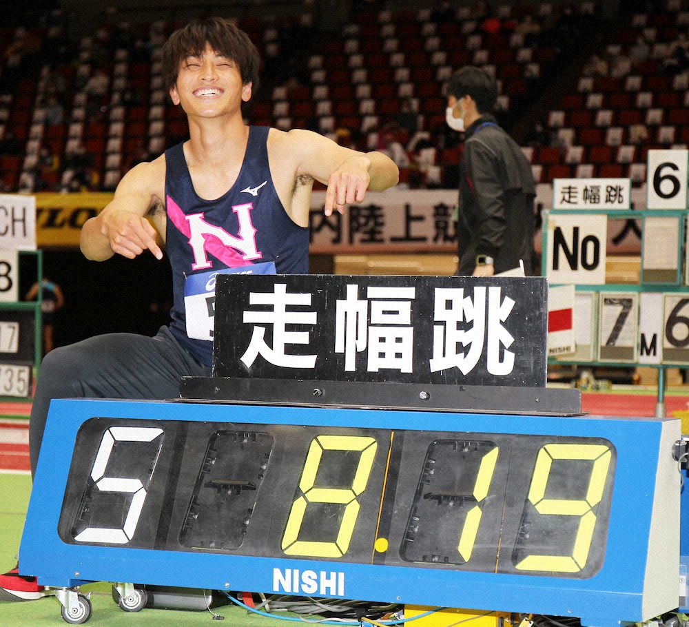 橋岡優輝が5本ファウルの珍日本新記録　22年ぶりに室内記録更新
