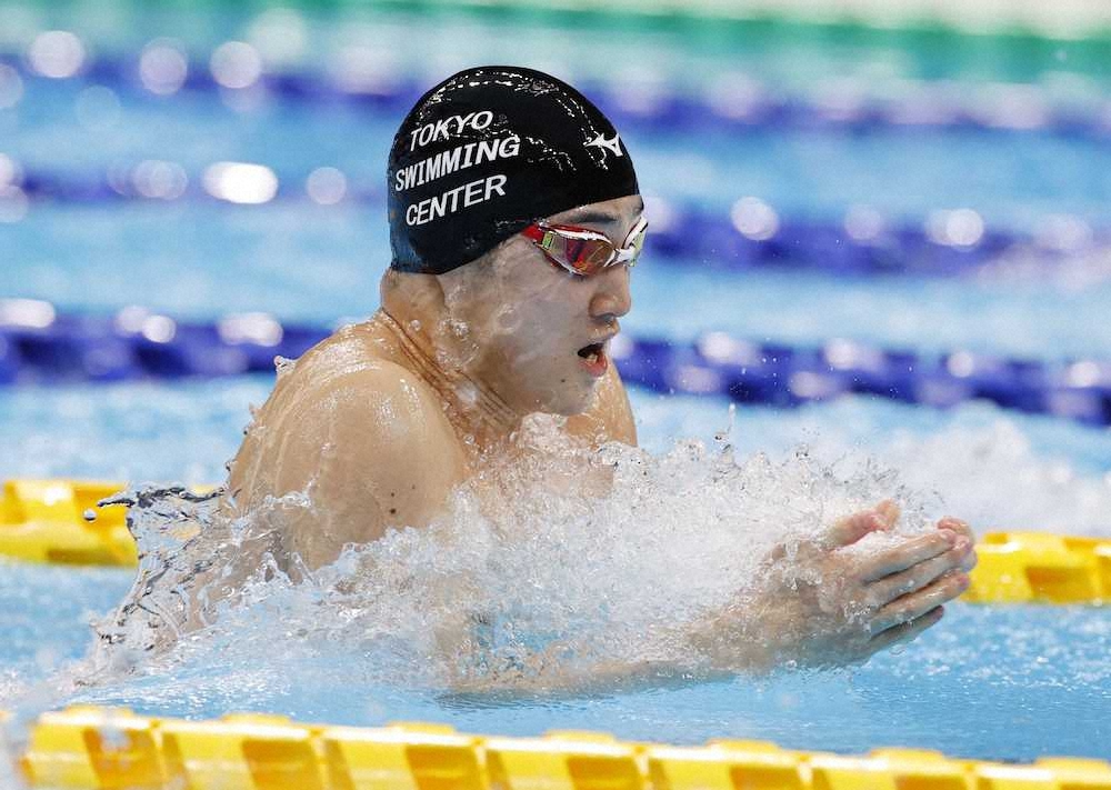 佐藤　男子100平泳ぎトップで決勝へ「落ち着けばもっとタイム出る」