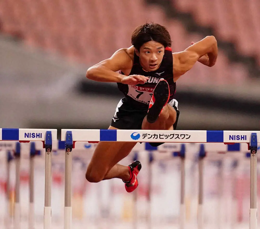 前日本記録保持者・金井大旺　全体トップタイで決勝進出　男子110メートル障害