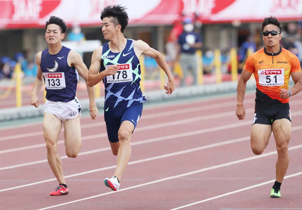 多田修平は10秒26で1位、男子100m予選2組