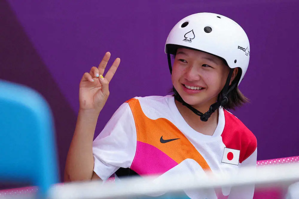 スケボー女子・西矢が金！岩崎恭子超え日本史上最年少13歳　次は16歳でパリ五輪「優勝したい」