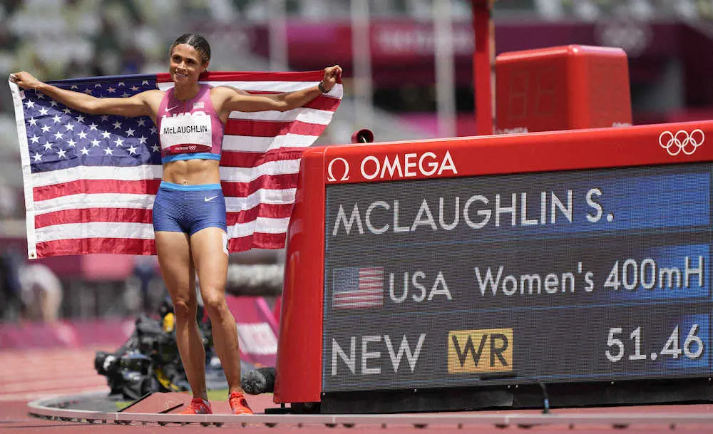 女子の400メートル障害でも世界新　マクラフリンが自身の記録を0秒44更新して金メダル