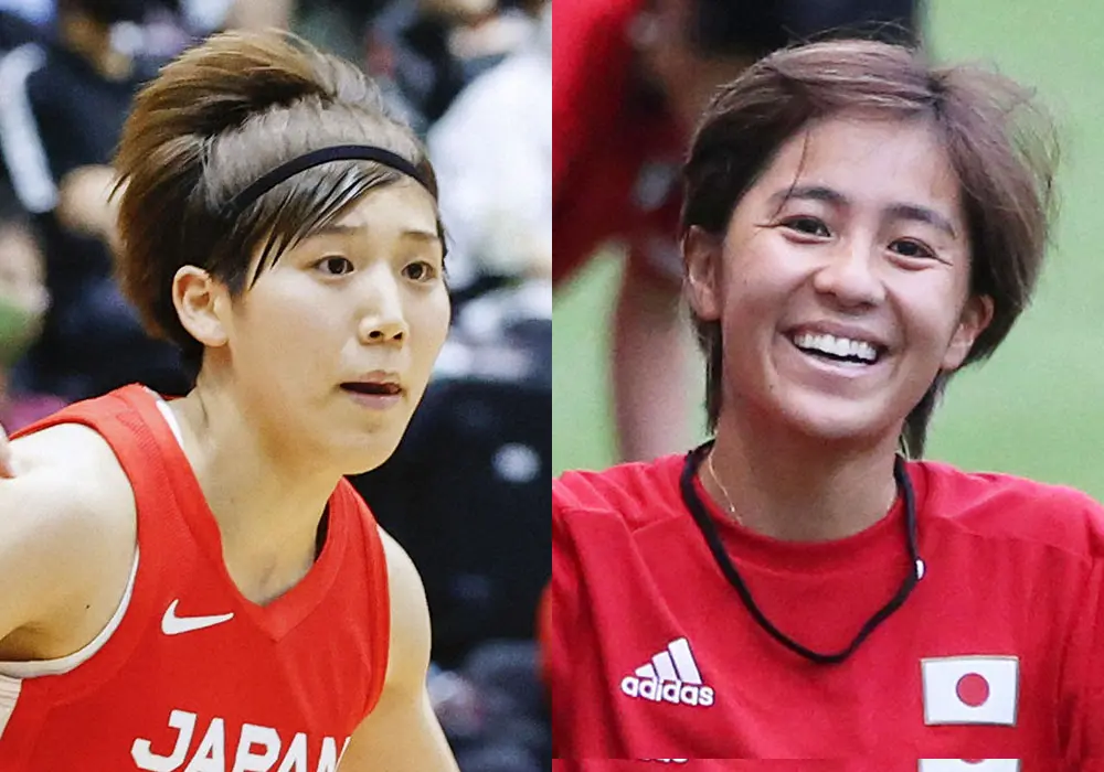 女子バスケットボール日本代表の町田瑠唯（左）と女子サッカー「なでしこジャパン」の岩渕真奈
