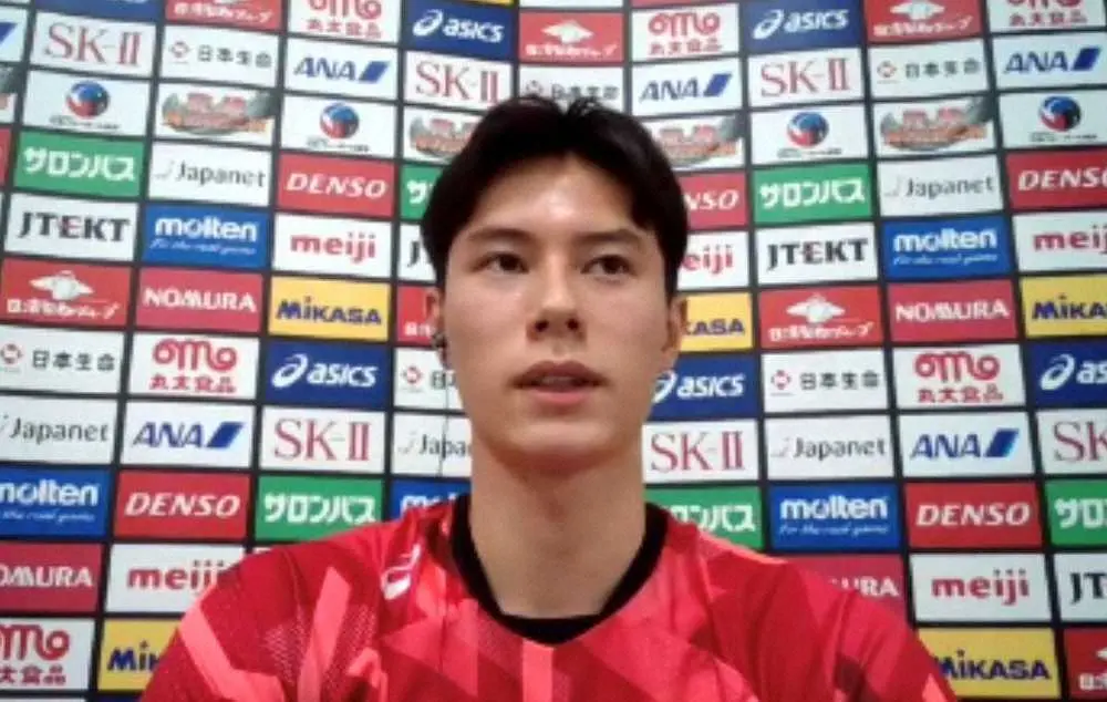 オンライン取材に応じたバレーボール男子日本代表の高橋藍