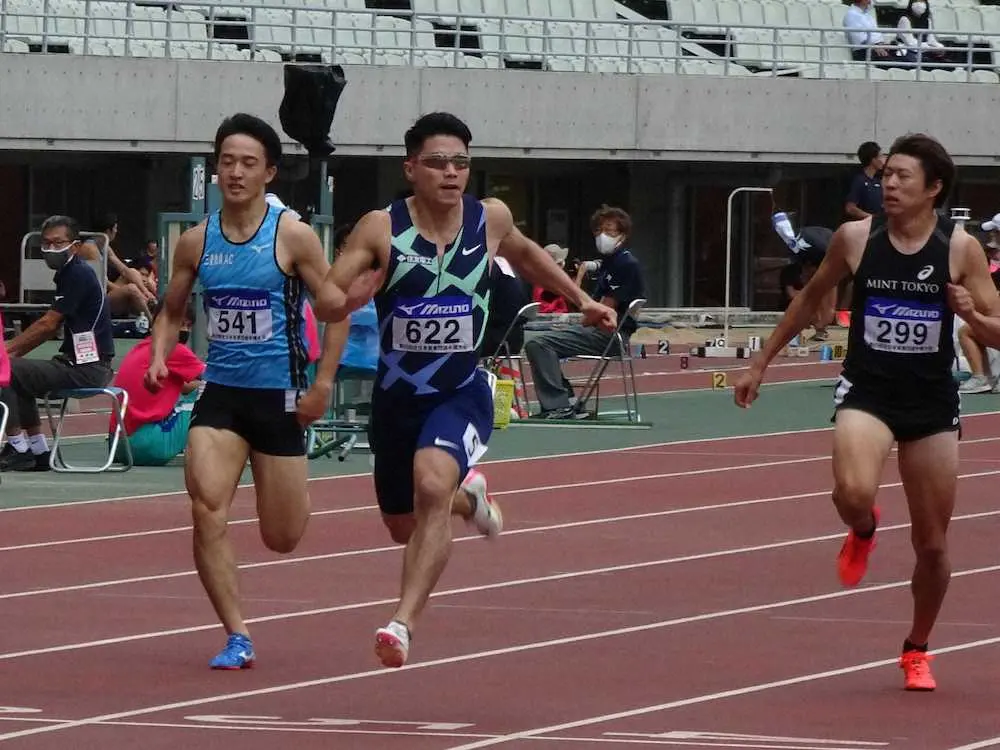 ＜陸上・全日本実業団対抗選手権最終日　男子200メートル決勝＞小池祐貴（左から2人目）は100メートルに続く2冠を達成した　　　　　　　　　　　　　　　　　　　　　　　　　　　　　