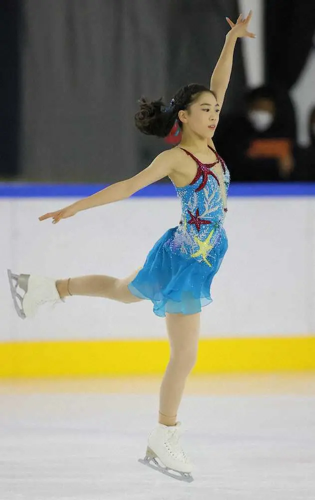 フィギュアスケート近畿選手権大会、ジュニア女子フリーで演技する吉田陽菜（代表撮影）