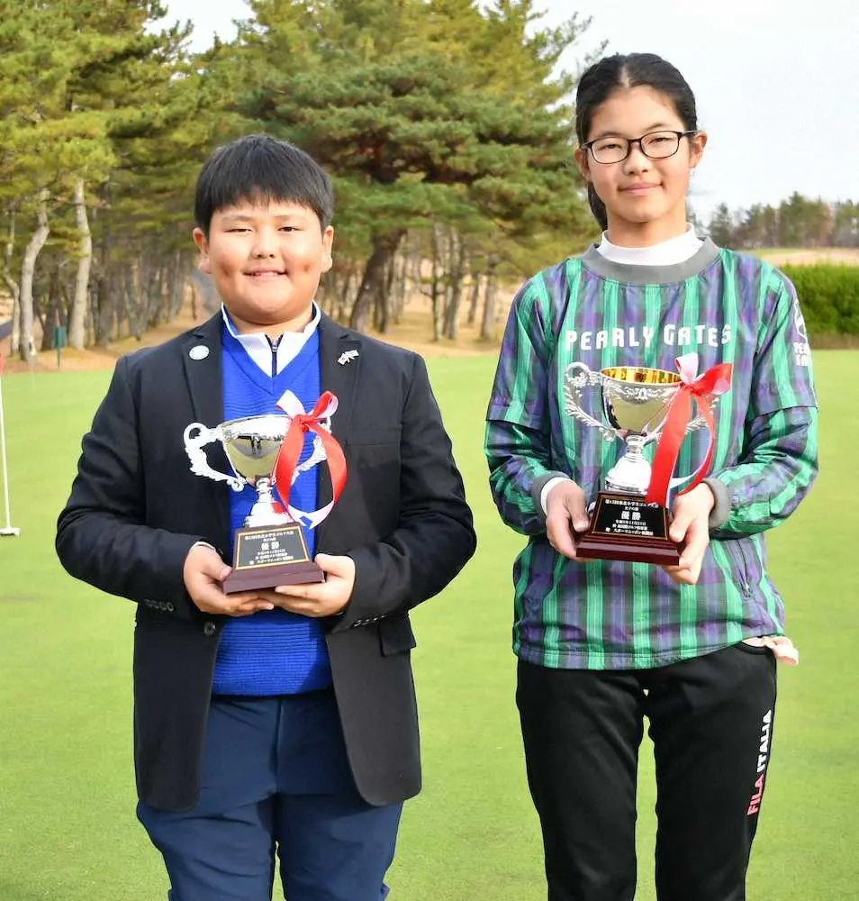 東北小学生ゴルフ大会　男子は織田、女子は岡村が優勝　織田「全国では60台を」岡村「次こそアンダーで」