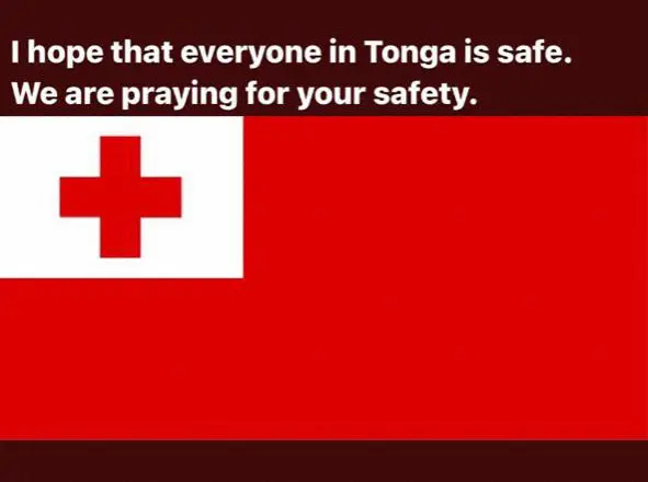 神戸が公式SNSで配信している被災したトンガへの祈りのメッセージ（神戸の公式SNSから）