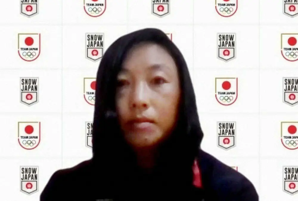 オンラインで取材に応じる、ノルディックスキー距離の北京冬季五輪代表の石田正子