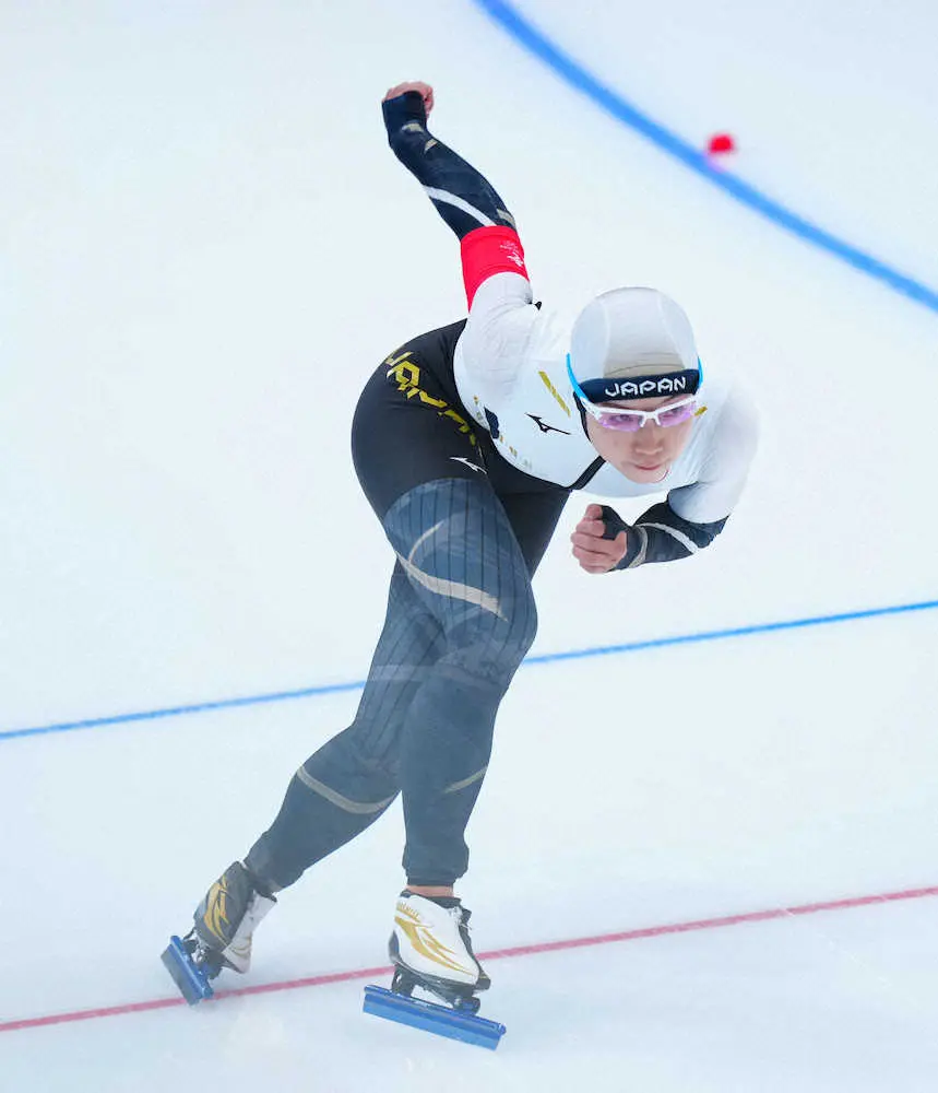 ＜北京五輪　スピードスケート女子1000メートル決勝＞滑走する小平奈緒（撮影・小海途　良幹）
