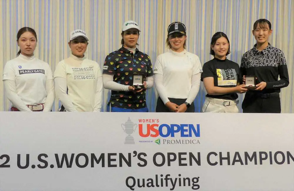 全米女子オープンへの出場権を得た（右から）馬場、伊藤、識西、浜田、高木、早川