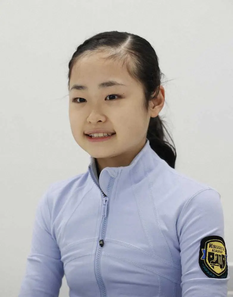 インタビューに応じるフィギュアスケート女子の島田麻央