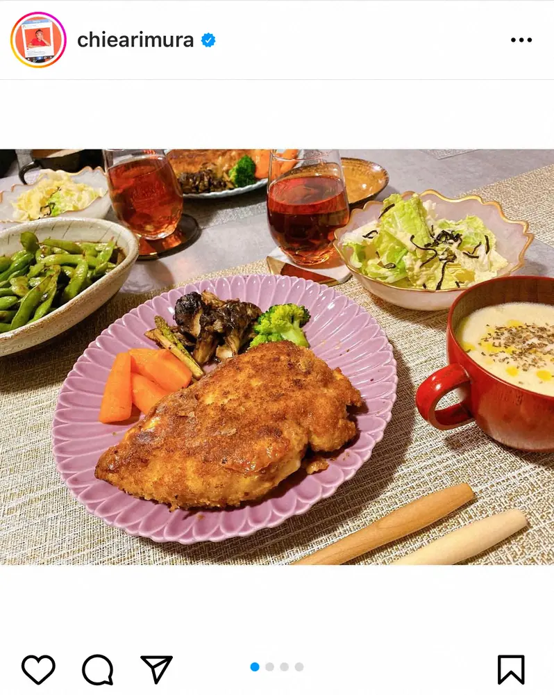 有村智恵　“栄養バランス満点”豪華な手料理の数々披露「女子力高い」「お料理お上手」の声
