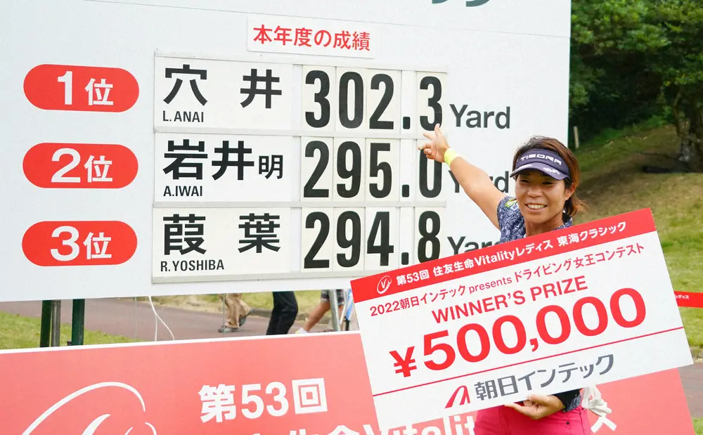 穴井詩　驚異の“300ヤード”超えで賞金50万円獲得！　ドラコンコンテスト優勝で「勝ったぞーー」