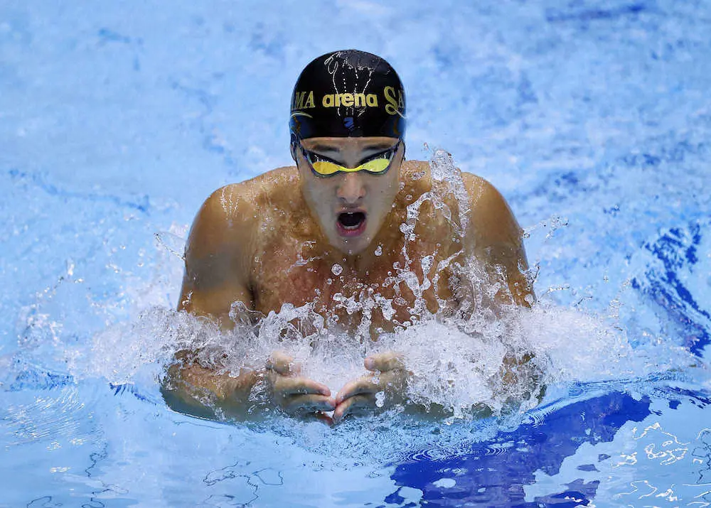 国体成年男子200メートル個人メドレー決勝　優勝した瀬戸の平泳ぎ