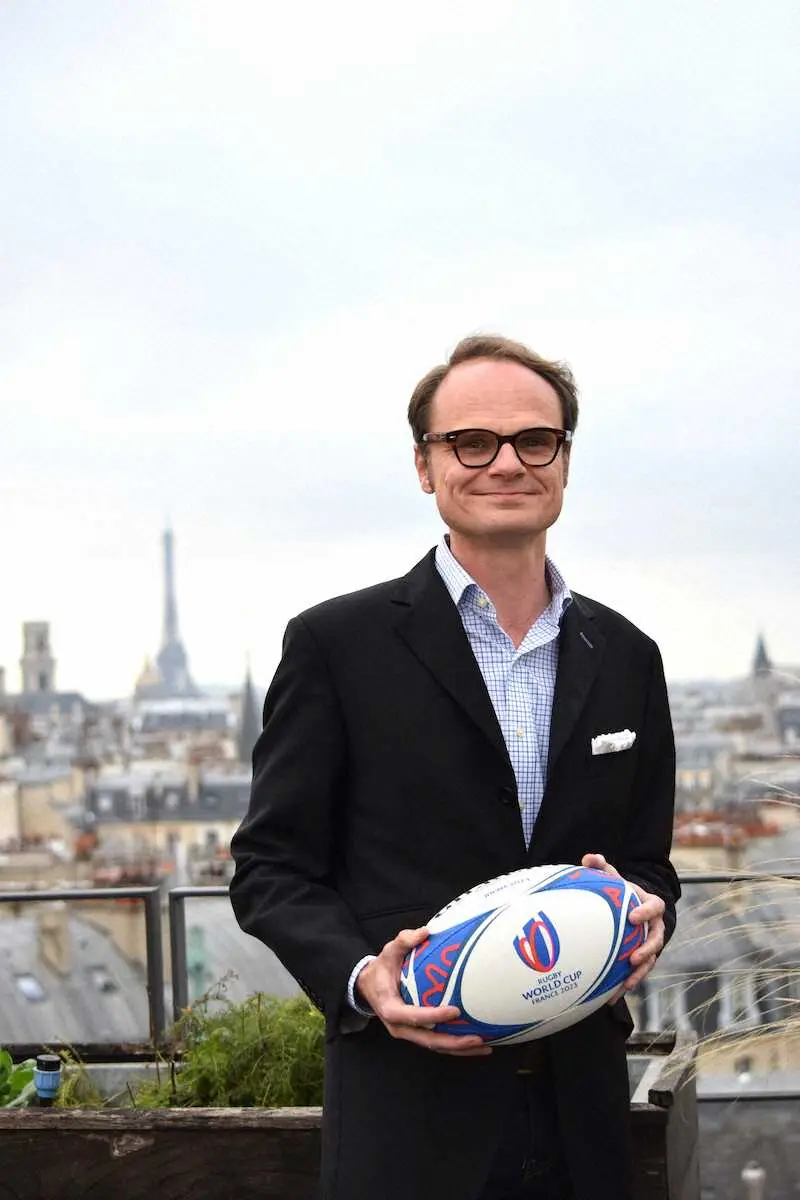 インタビューに応じたラグビーW杯フランス大会組織委員会CEOのジュリアン・コレット氏