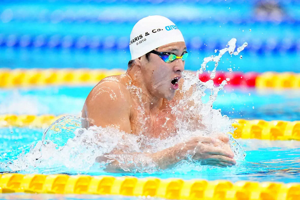 ＜第99回日本選手権水泳競技大会　1日目＞男子400メートル個人メドレー予選で力泳する瀬戸（撮影・河野　光希）