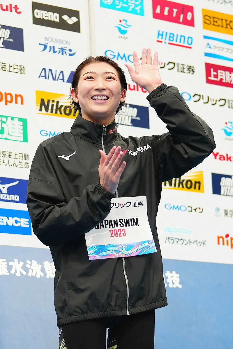 ＜第99回日本選手権水泳競技大会　6日目＞女子50メートル自由形決勝で優勝を果たした池江（撮影・河野　光希）