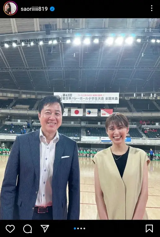 木村沙織さん　日本協会・川合俊一会長との2ショット公開に「背の高さ丁度いい感じ」「いい笑顔」