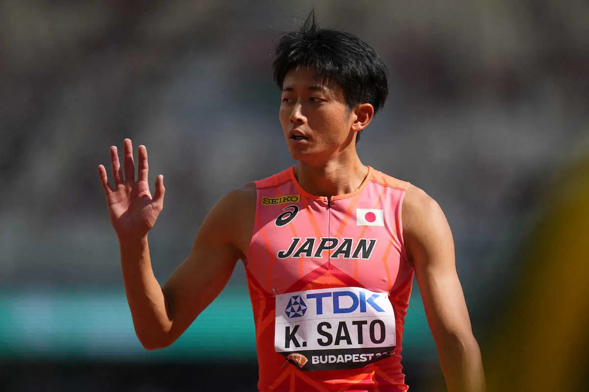 男子400メートル予選で日本新記録をマークした佐藤拳太郎（AP）