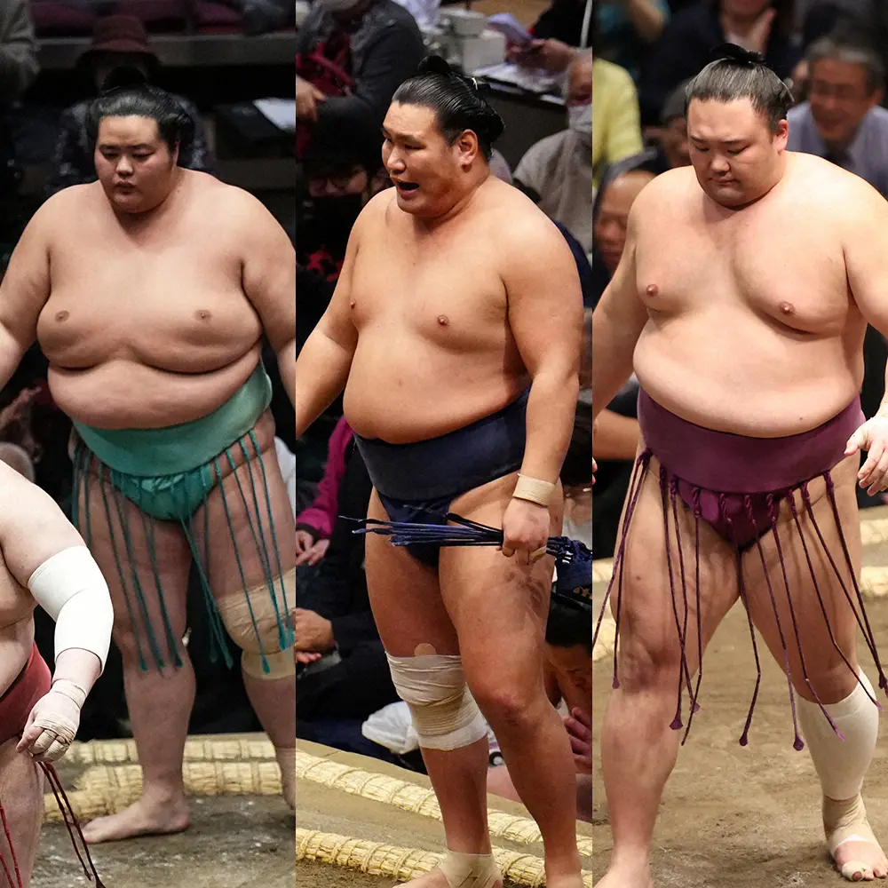大相撲初場所で初日から4連勝を飾った（左から）琴ノ若、豊昇龍、朝乃山
