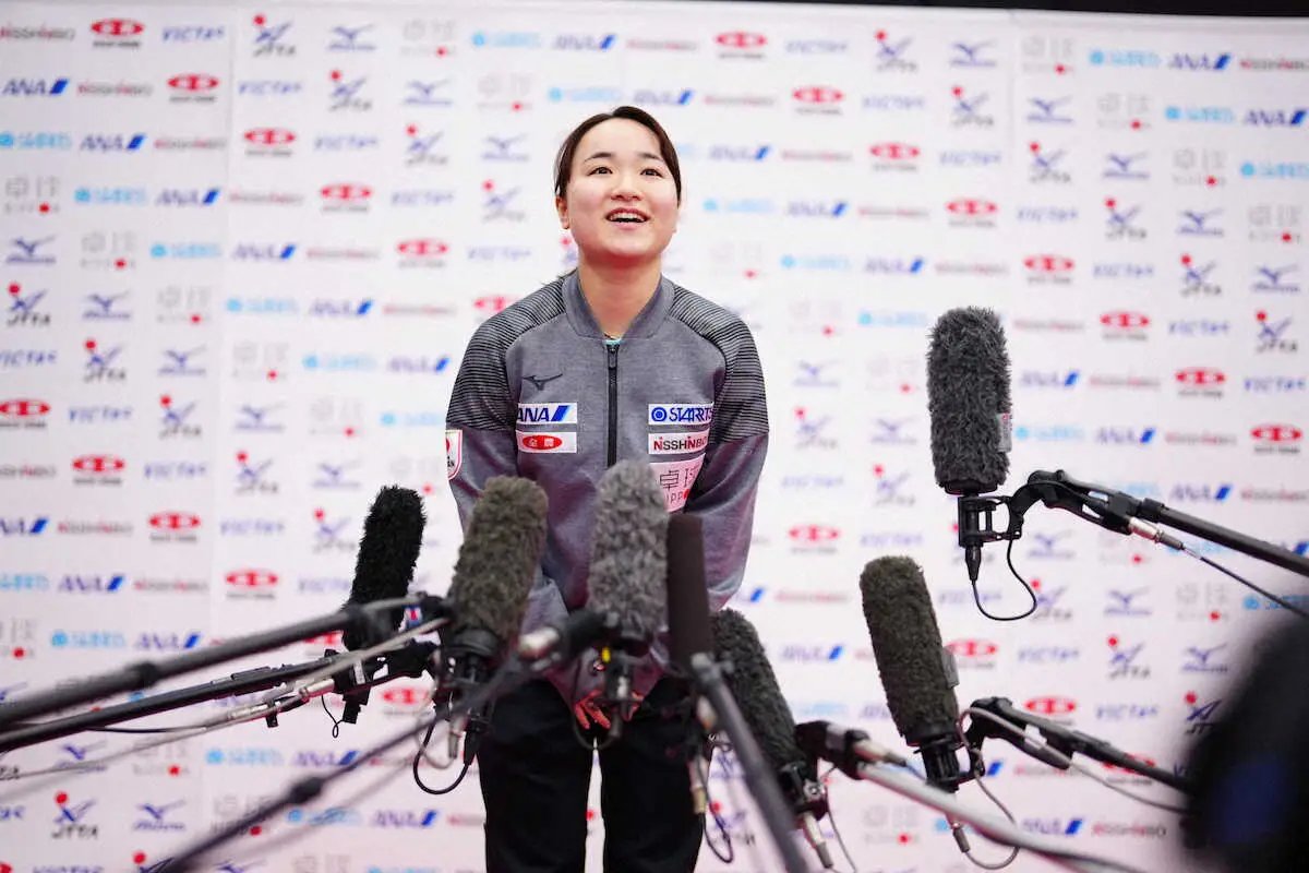 パリ落選から3日…伊藤美誠、世界選手権代表の公開練習に参加、笑顔でリスタート　五輪補欠は消極姿勢