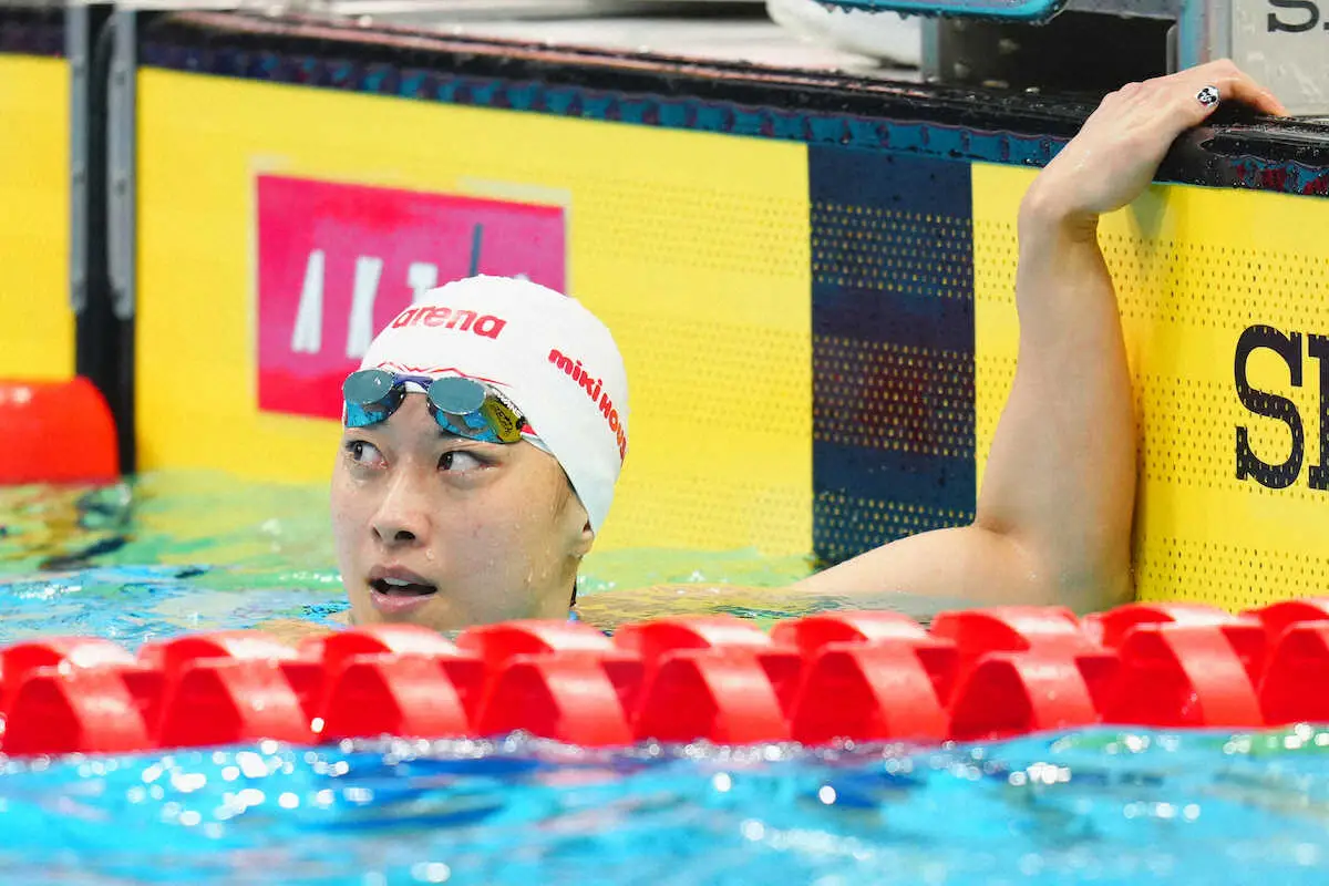 ＜競泳パリ五輪代表選考会第4日＞女子200メートル平泳ぎ予選、予選を通過した鈴木聡美（撮影・西尾　大助）
