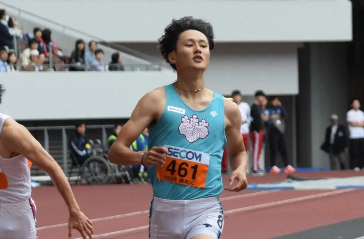 男子1部200メートルで優勝した筑波大・鵜沢