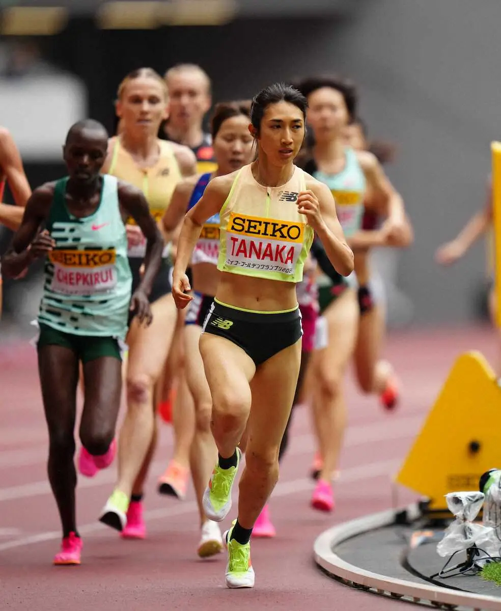 ＜セイコーゴールデングランプリ2024＞女子1500メートル、力走する田中（撮影・木村　揚輔）