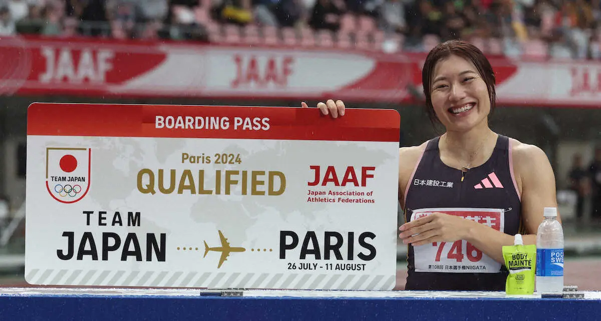 女子100メートル障害決勝、パリ五輪出場を決めた福部真子（撮影・平嶋　理子）