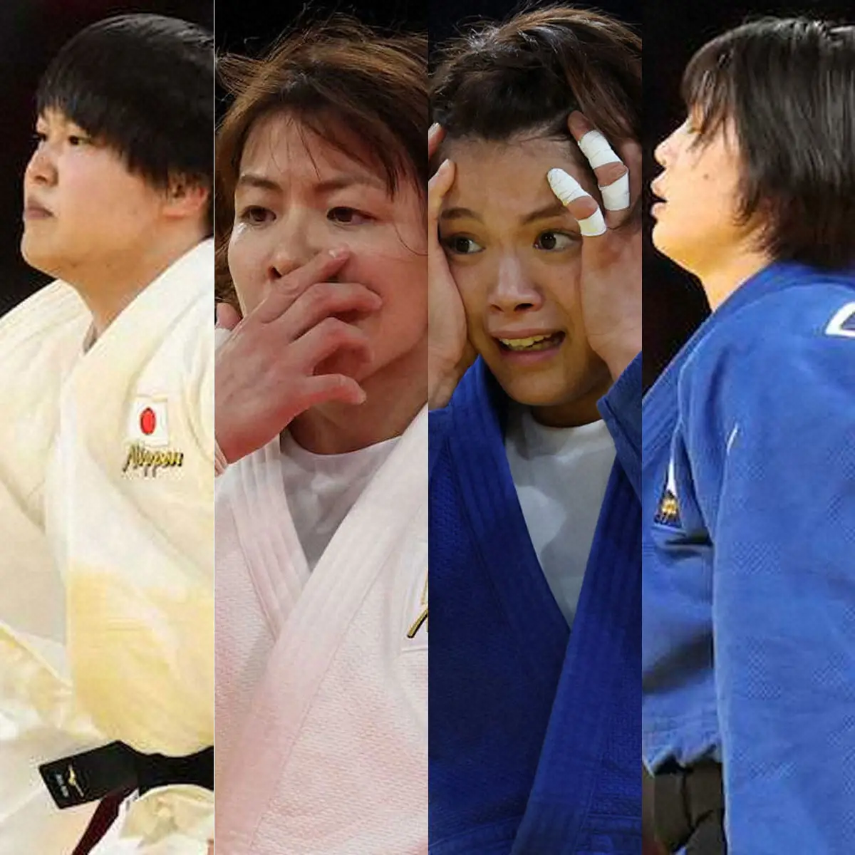 女子柔道日本代表（左から）高山、高市、阿部詩、新添