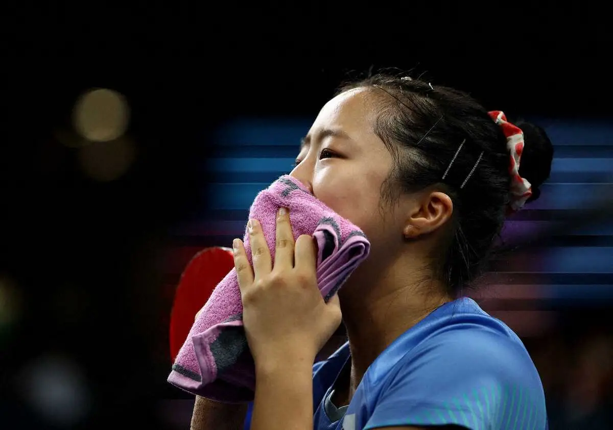 女子シングルス準々決勝で平野に勝ったシン・ユビンの目にも涙が（ロイター）