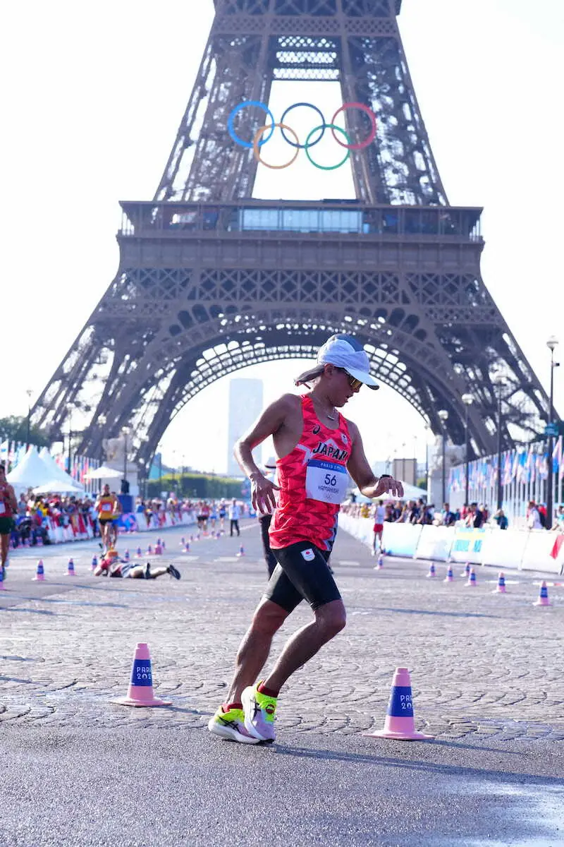 ＜パリ五輪　競歩男子20km＞レースに臨む浜西（撮影・小海途　良幹）