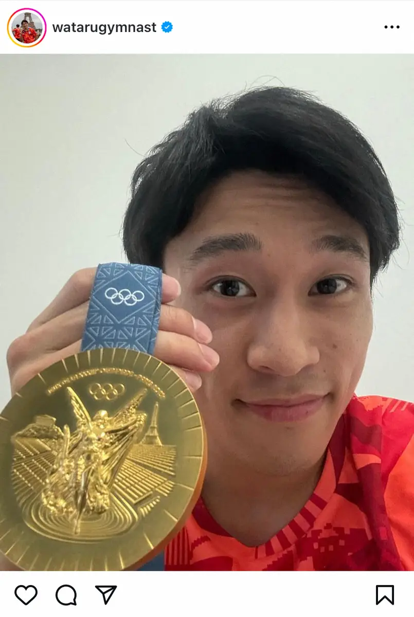 体操平行棒・谷川航　　団体での“金メダル”との自撮りショットを投稿「応援よろしくお願いします」
