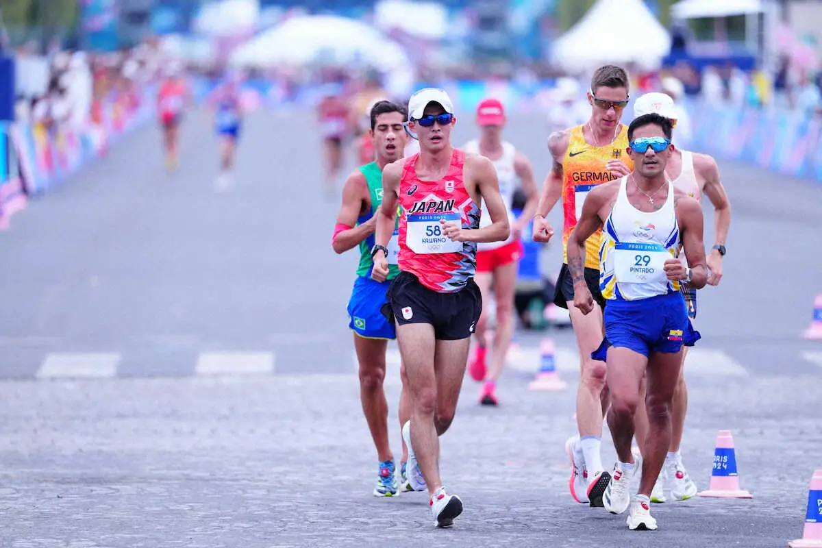 川野将虎が8位浮上で”アンカー”岡田久美子へ　高橋和生は12位浮上　競歩混合団体